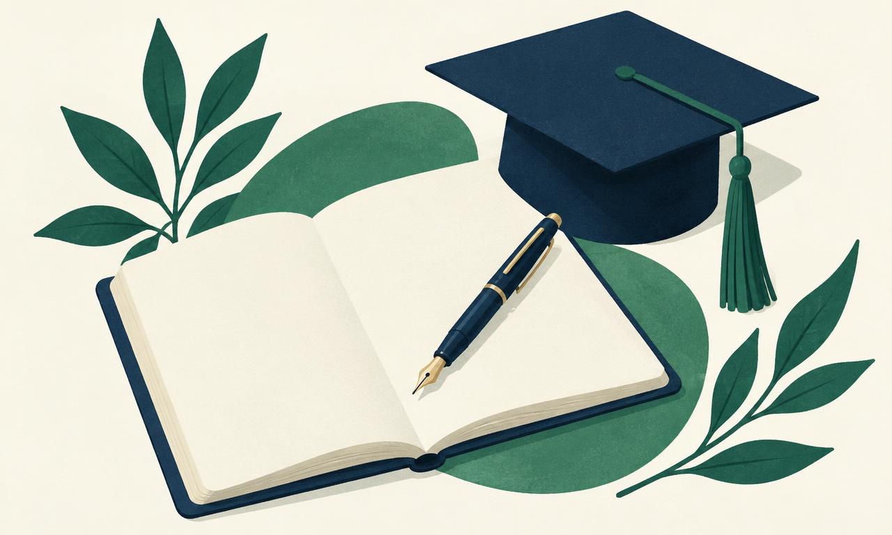 Illustration of a notebook and pen